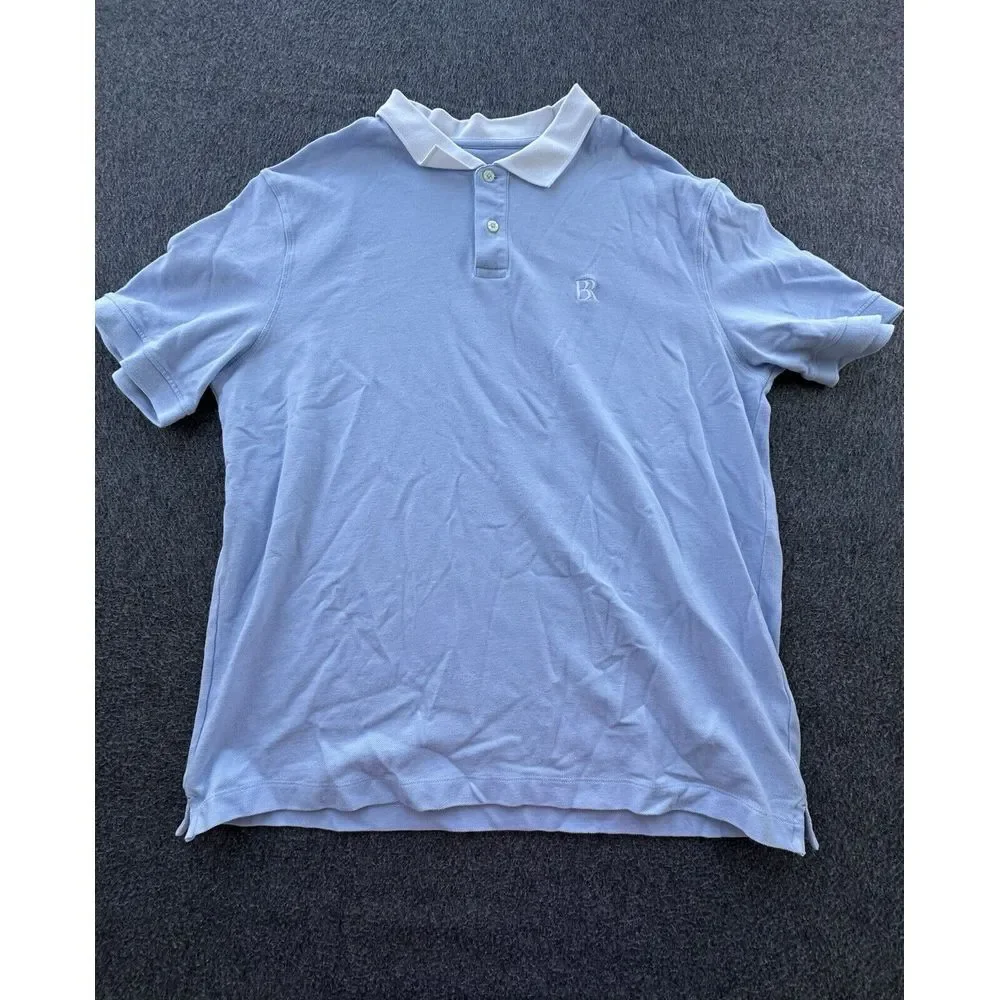 Banana Republic Shirt Men Large Blue Polo Short Sleeve Logo Pullover Golf Casual